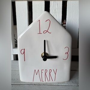 Rae Dunn White and Red Christmas House Clock